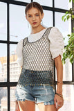 ADORA Beads Accent Fishnet Tank Top - Trendsi