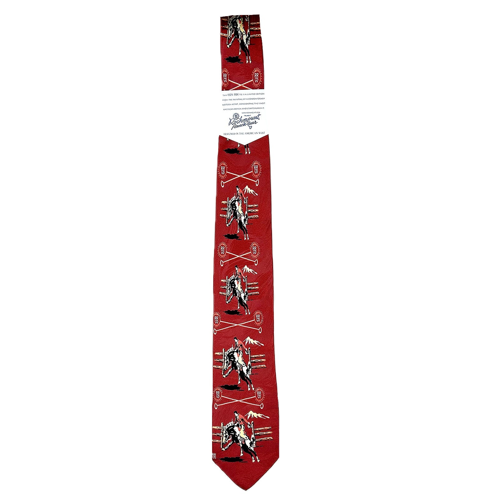 Rockmount Ranch Wear Broncs & Brands Red Western Silk Tie - Rockmount Clothing - Flyclothing LLC