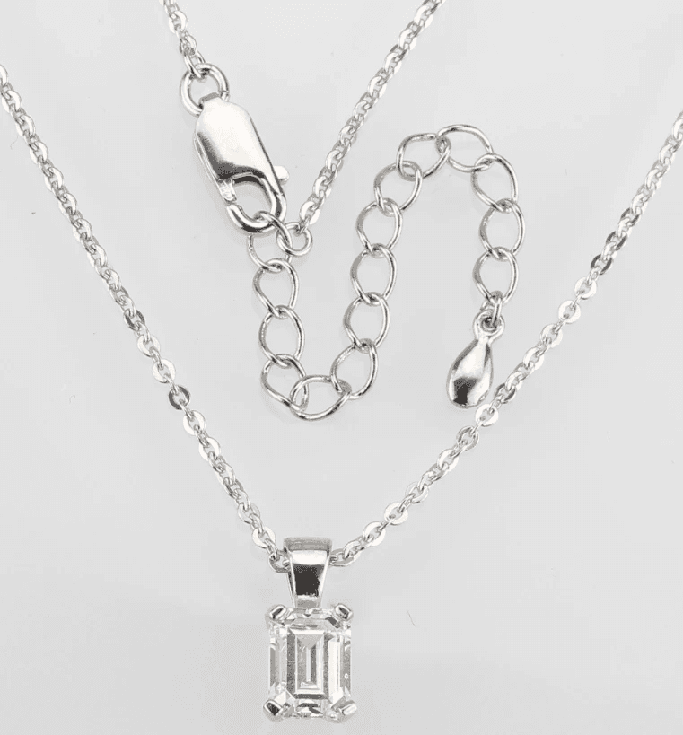 LOS896 - Rhodium 925 Sterling Silver Chain Pendant with AAA Grade CZ in Clear - Alamode - Flyclothing LLC