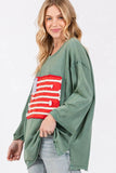 SAGE + FIG Full Size American Flag Patch Drop Shoulder T-Shirt - Trendsi