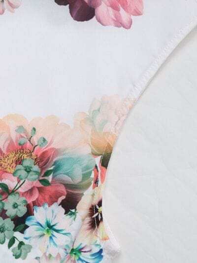 Tied Flower Printed Mock Neck Top - Trendsi - Flyclothing LLC