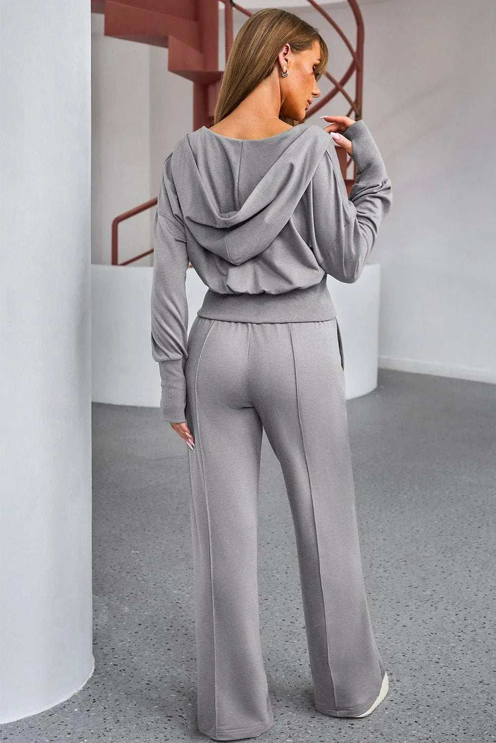 Dropped Shoulder Hoodie and Drawstring Pants Active Set - Trendsi - Flyclothing LLC