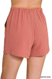 Zenana Woven Airflow Back Elastic Waist Shorts - Trendsi - Flyclothing LLC