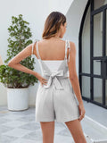 Smocked Tie Back Spaghetti Strap Romper - Trendsi - Flyclothing LLC