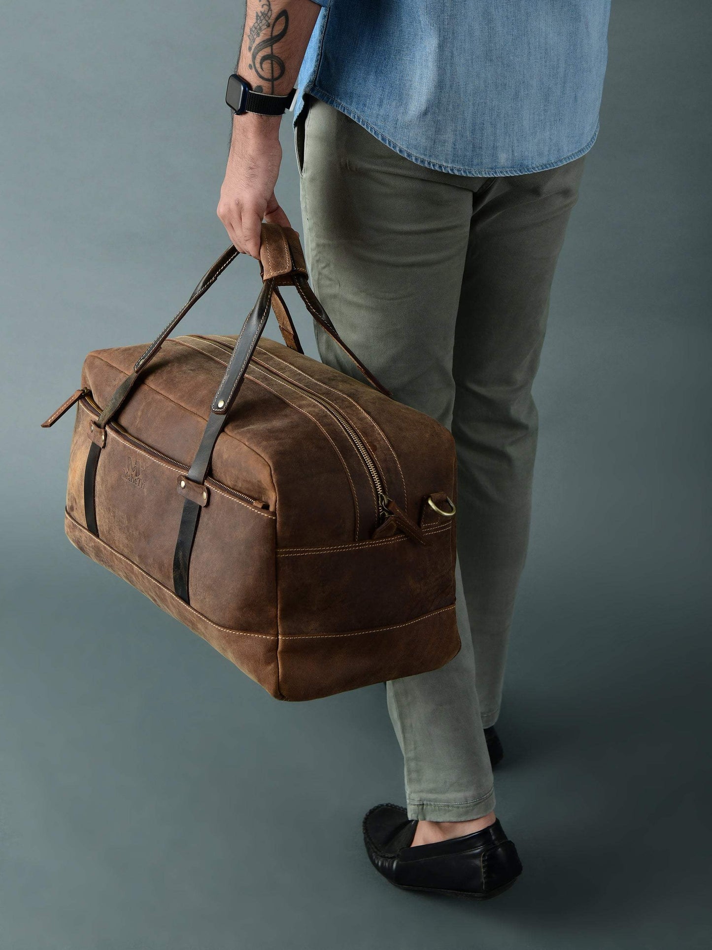 Espresso Elegance Carry on Duffle - Classy Leather Bags - Flyclothing LLC