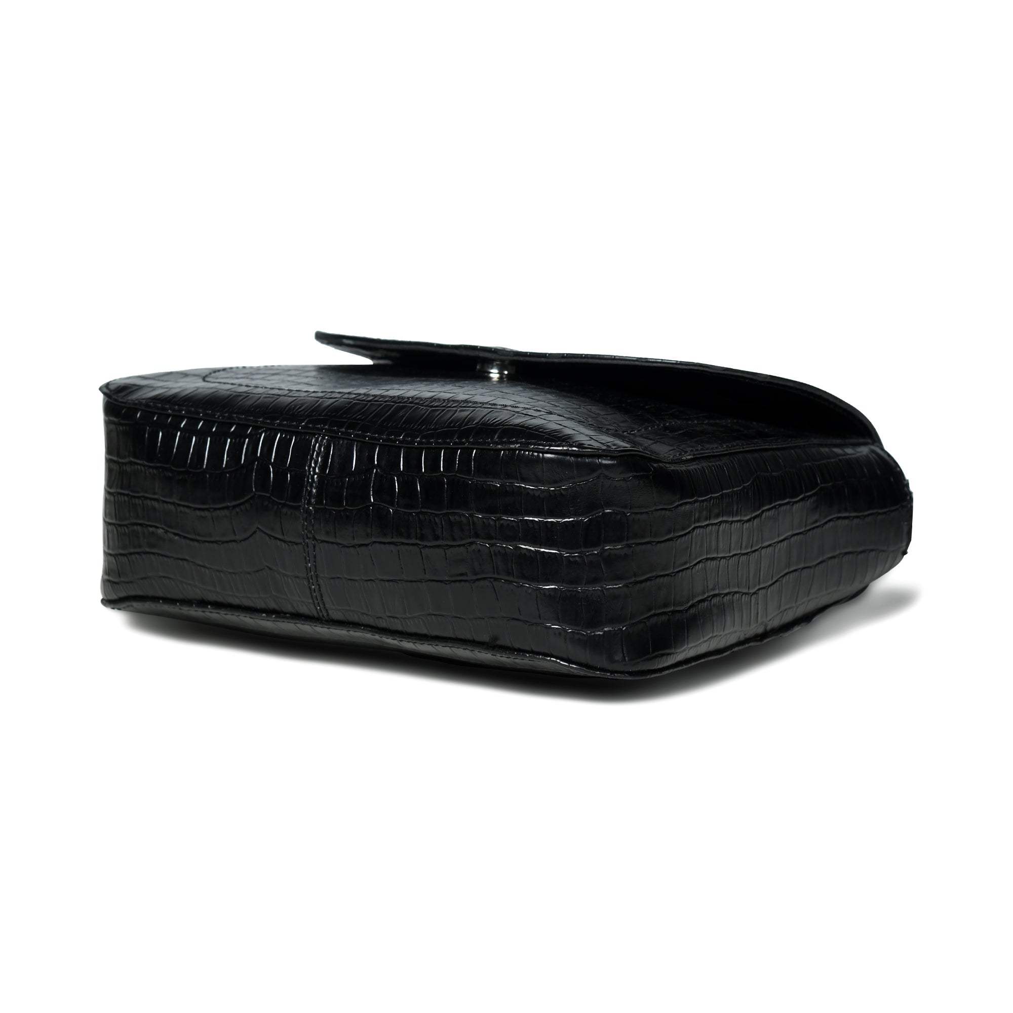 Diva Black Croco Sling Bag - Classy Leather Bags - Flyclothing LLC