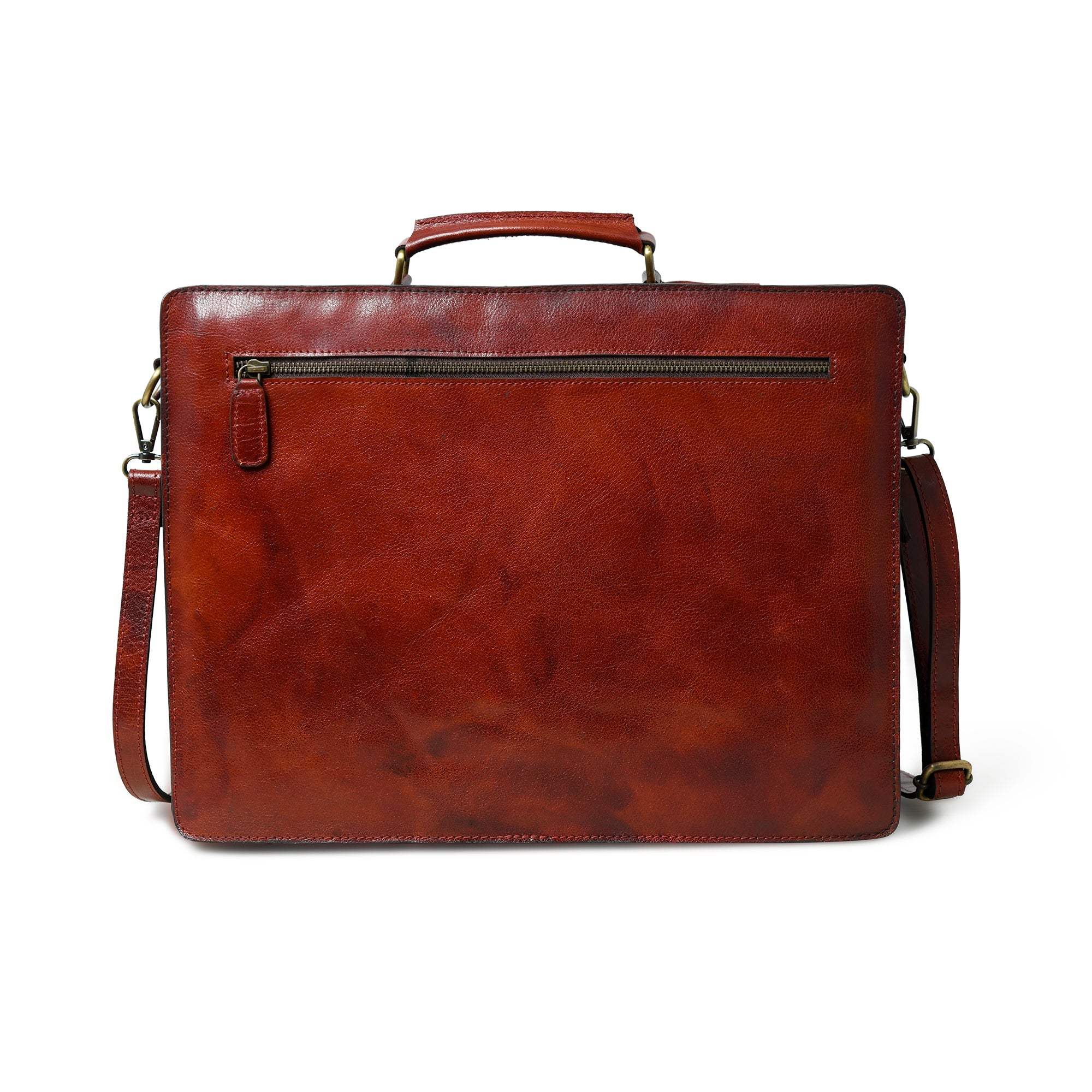 Tuscany Italian Leather Briefcase, Tan - Classy Leather Bags - Flyclothing LLC
