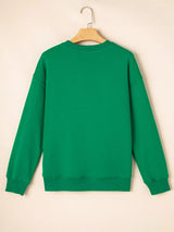 Sequin Letter Graphic Father Christmas Patched Sleeve Drop Shoulder Sweatshirt - Trendsi - Flyclothing LLC
