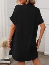 Button Down Short Sleeve Mini Dress - Trendsi - Flyclothing LLC