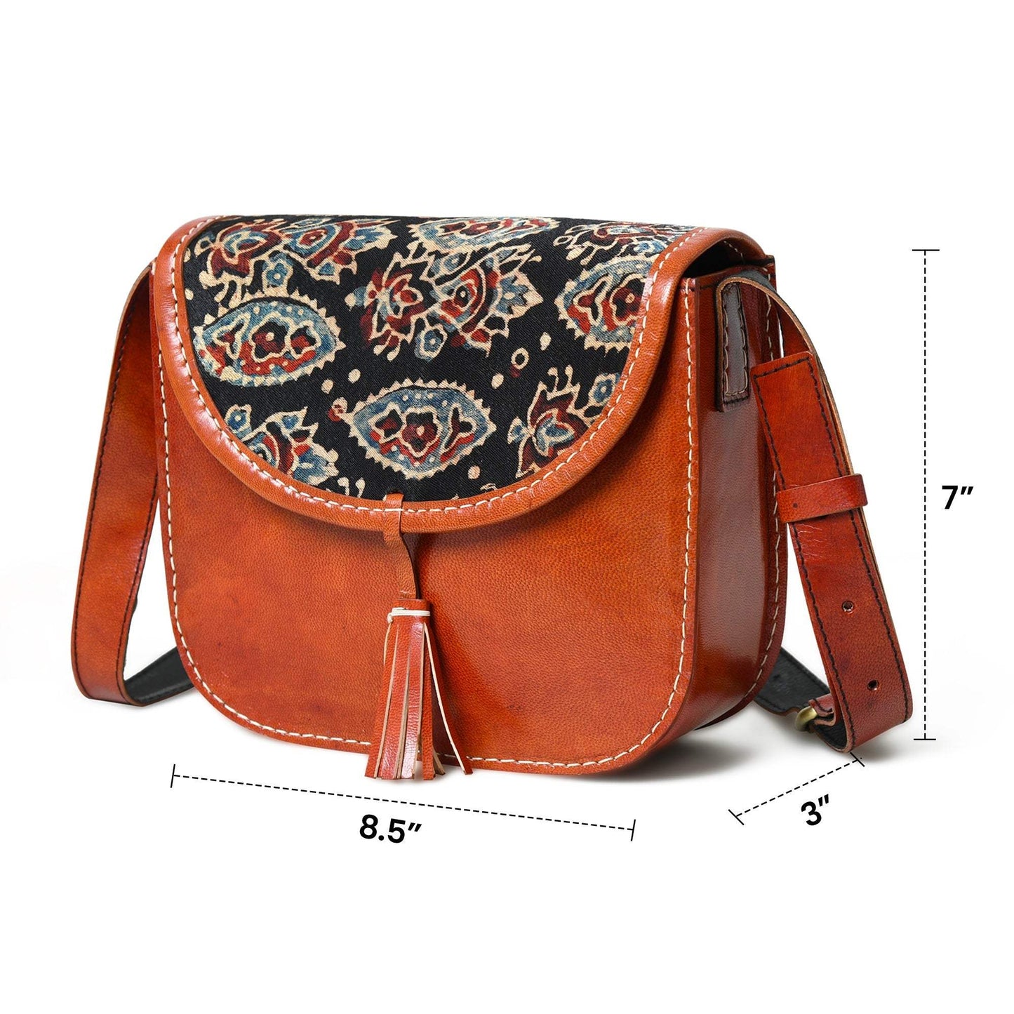 Astounding Ajrakh Ethnic Satchel - Classy Leather Bags - Flyclothing LLC