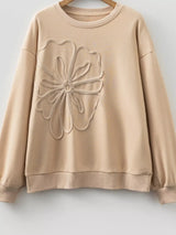Embroidered Flower Pattern Drop Shoulder Sweatshirt - Trendsi - Flyclothing LLC