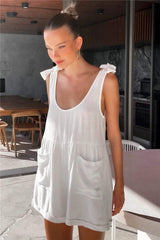 Full Size Scoop Neck Tie Shoulder Romper - Trendsi - Flyclothing LLC