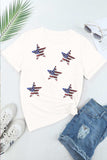 Sequin Star Round Neck Short Sleeve T-Shirt - Trendsi - Flyclothing LLC