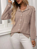 Striped Button Up Long Sleeve Shirt - Trendsi - Flyclothing LLC