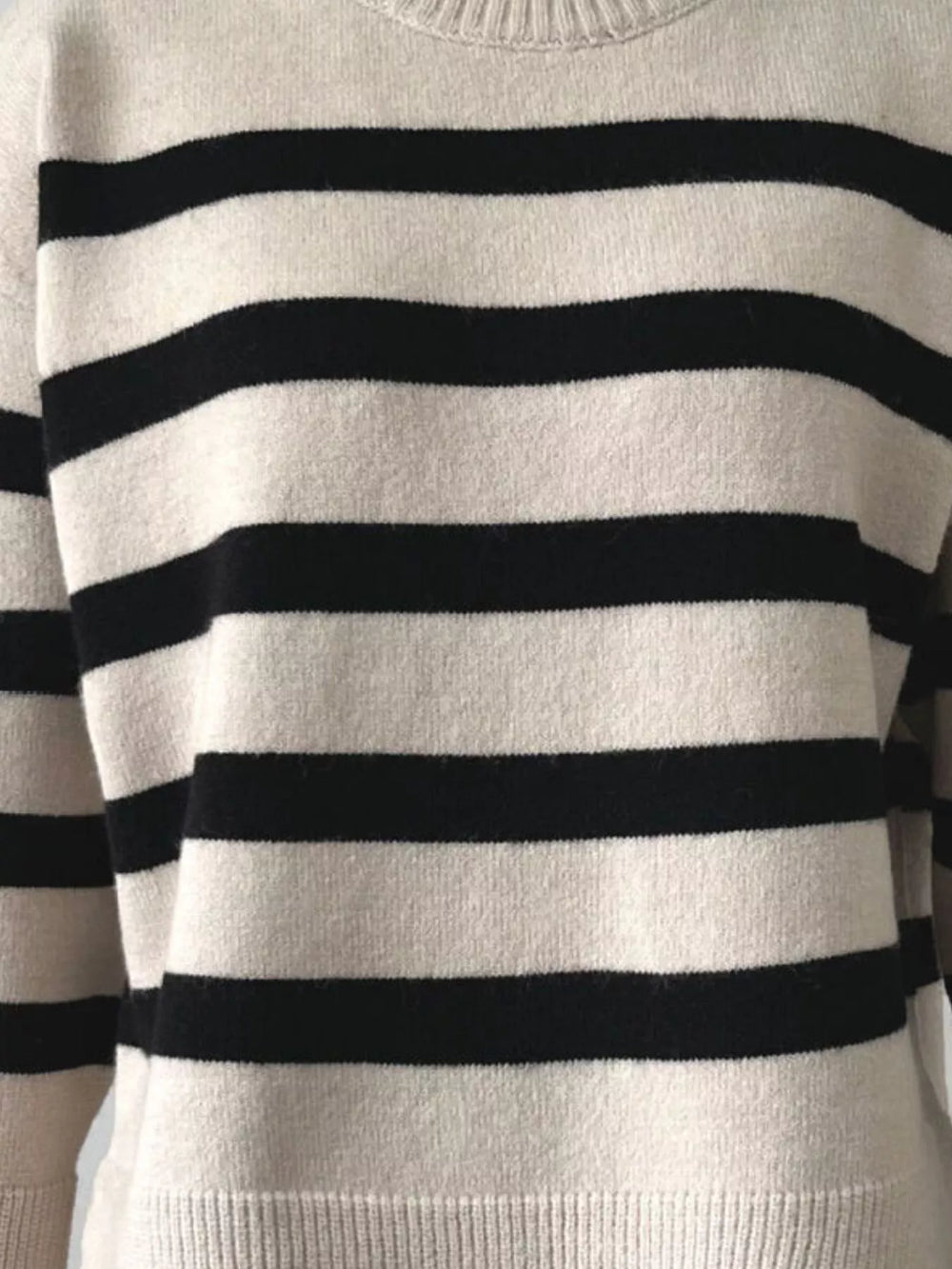 Side Slit Striped Oversized Knit Sweater - Trendsi - Flyclothing LLC