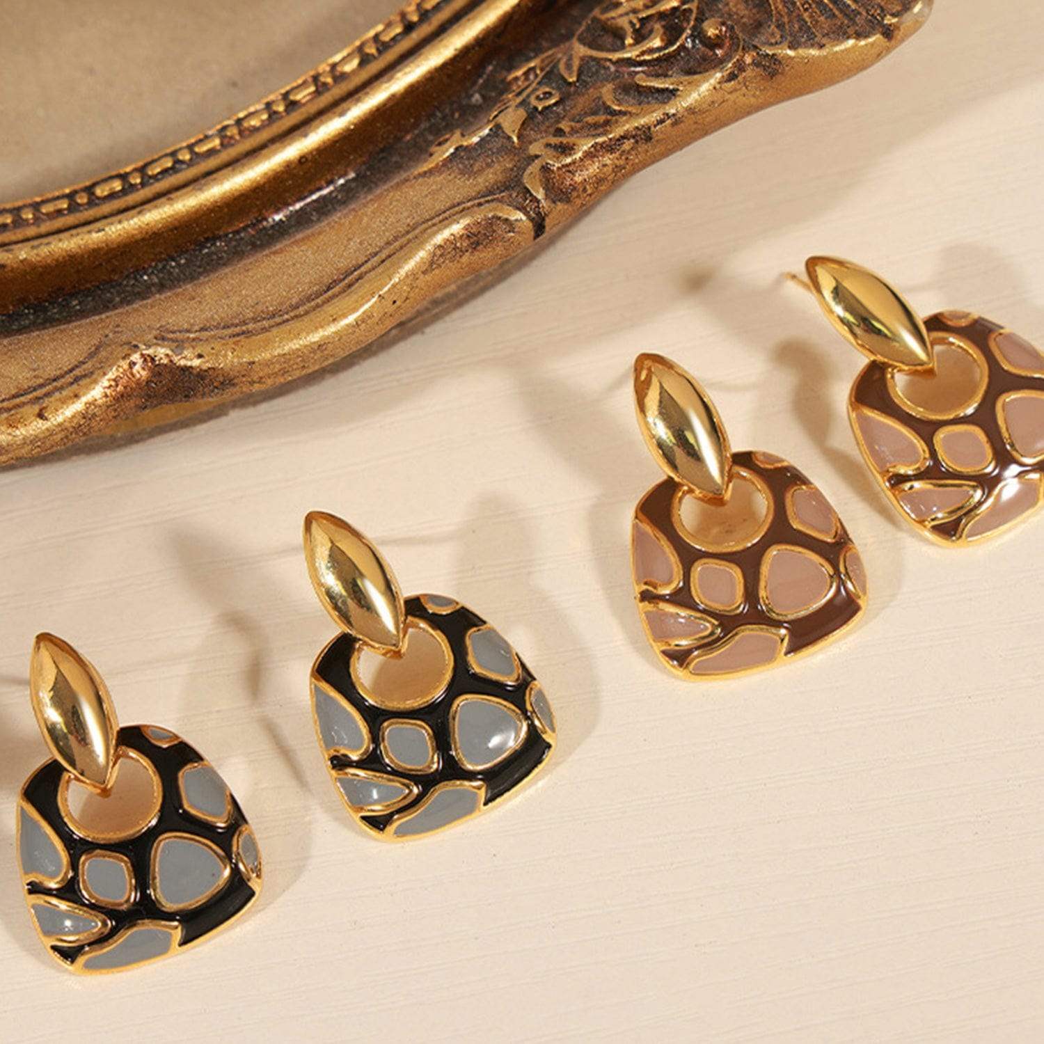 Copper Oil Drip Earrings - Trendsi - Flyclothing LLC