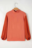 Swiss Dot Mock Neck Balloon Sleeve Blouse - Trendsi - Flyclothing LLC