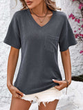 V-Neck Dropped Shoulder T-Shirt - Trendsi - Flyclothing LLC