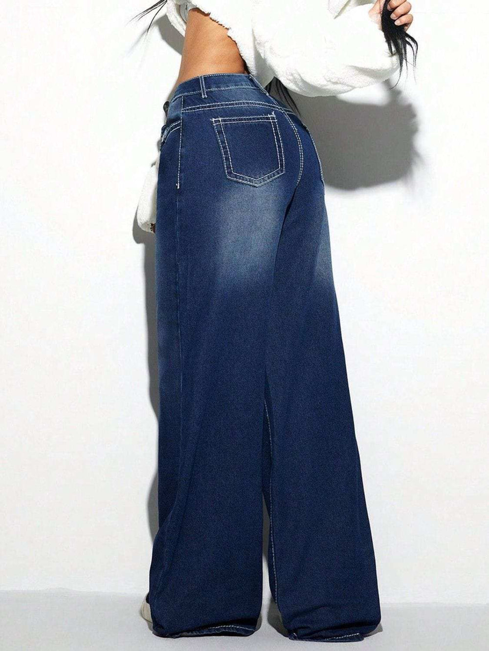 Cross Wide Leg Jeans - Trendsi - Flyclothing LLC