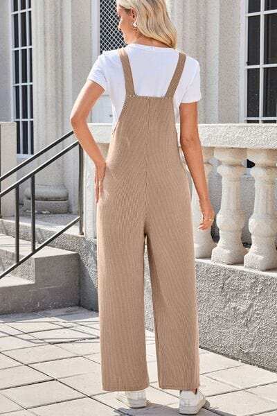 Lovelet Square Neck Wide Strap Overalls with Pockets - Trendsi - Flyclothing LLC