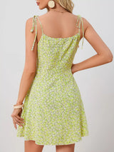 Floral Print Tie Strap Mini Dress - Trendsi - Flyclothing LLC