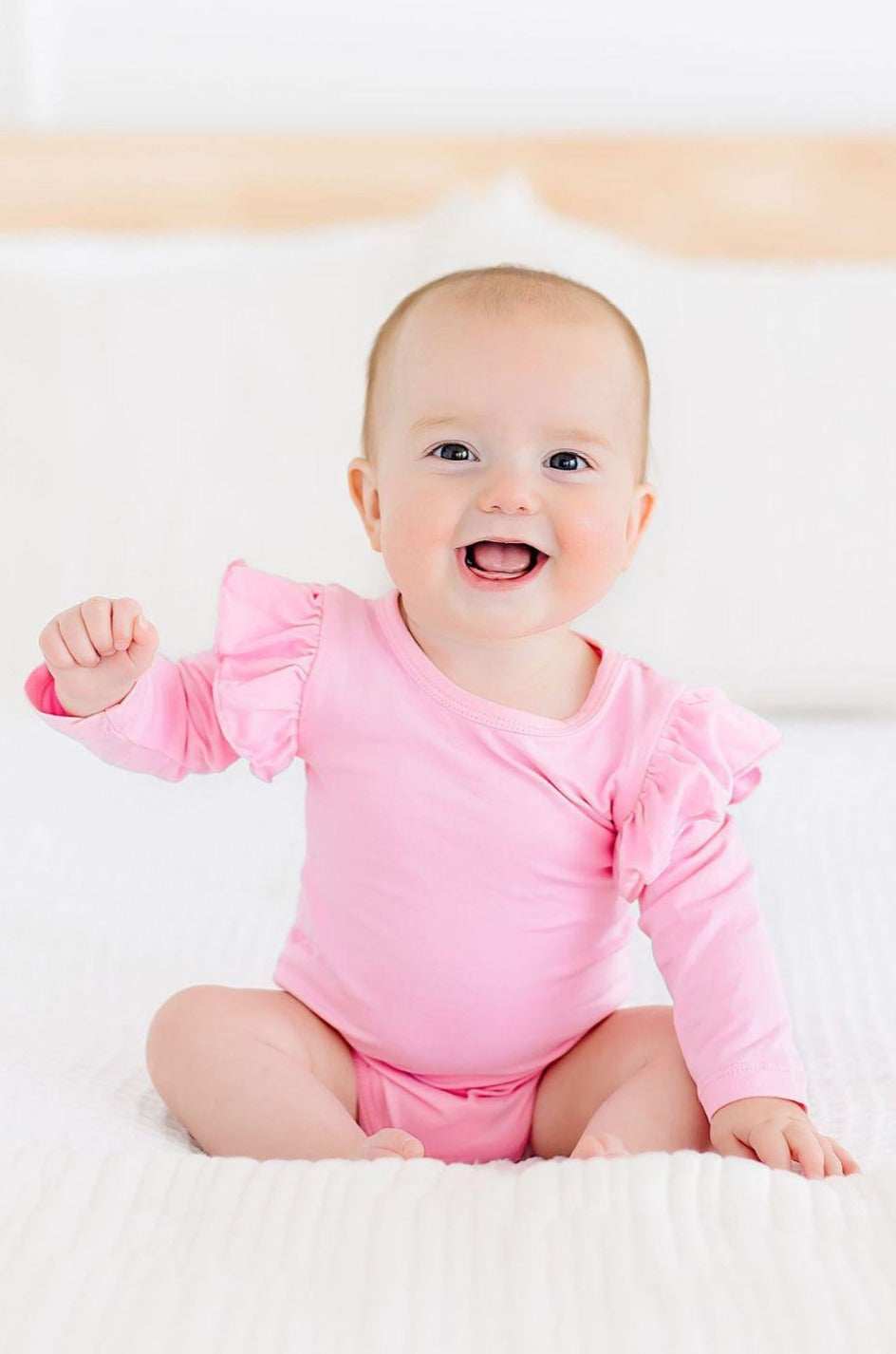 Bubblegum Pink L/S Flutter Bodysuit - Mila & Rose ® - Flyclothing LLC