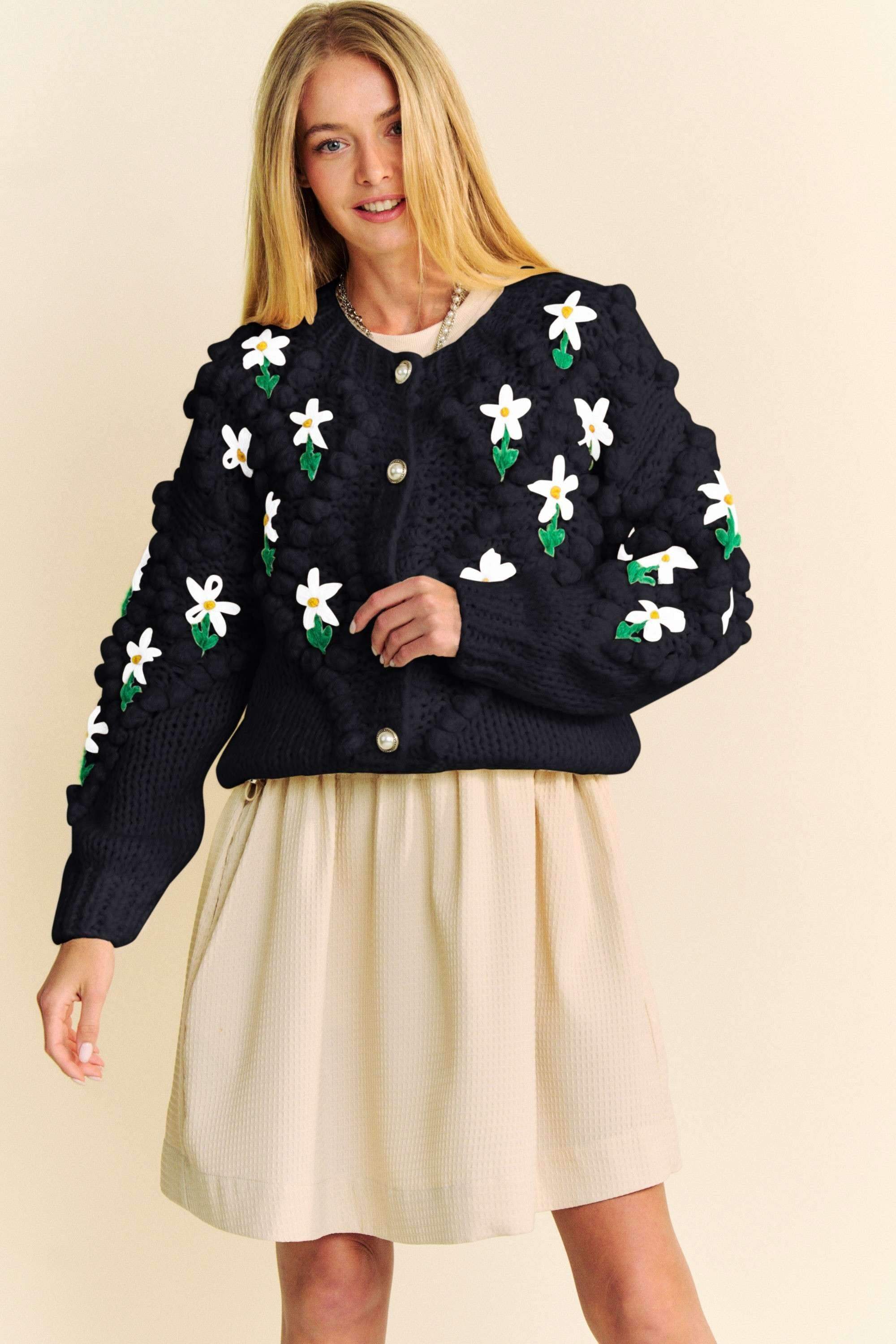 Davi & Dani Floral Pattern Button Down Cardigan - Trendsi - Flyclothing LLC