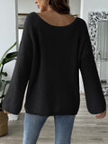 Heart Boat Neck Dropped Shoulder Sweater - Trendsi