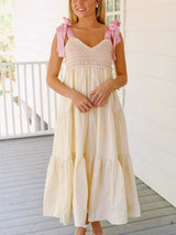 Tiered Tie Shoulder Midi Cami Dress - Trendsi - Flyclothing LLC