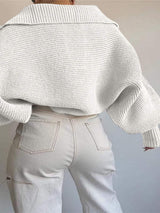 Johnny Collar Long Sleeve Sweater - Trendsi - Flyclothing LLC