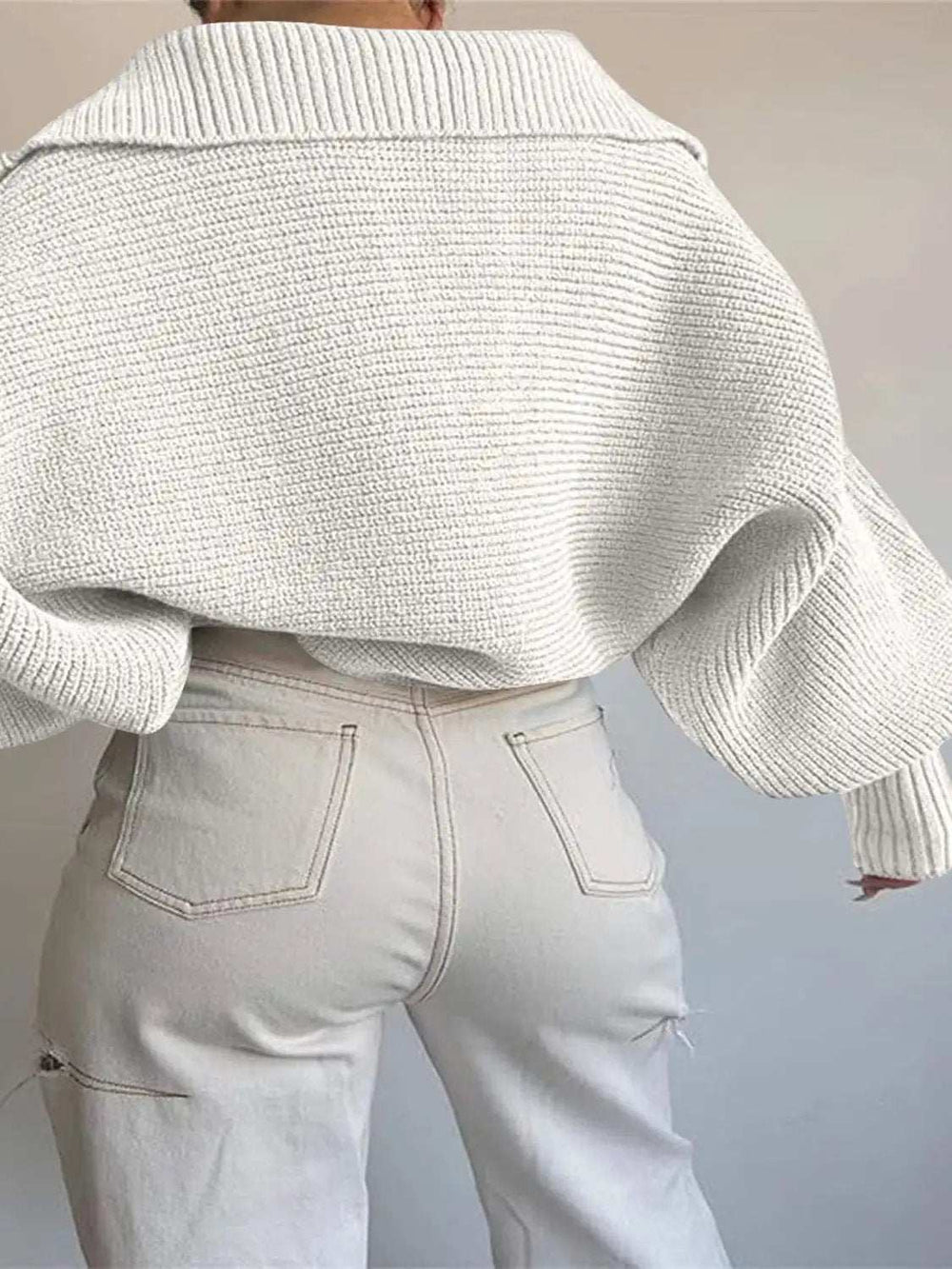 Johnny Collar Long Sleeve Sweater - Trendsi - Flyclothing LLC