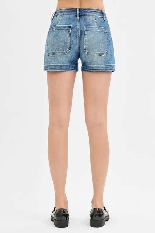 RISEN Low Rise Patched Pocket Shorts - Trendsi - Flyclothing LLC