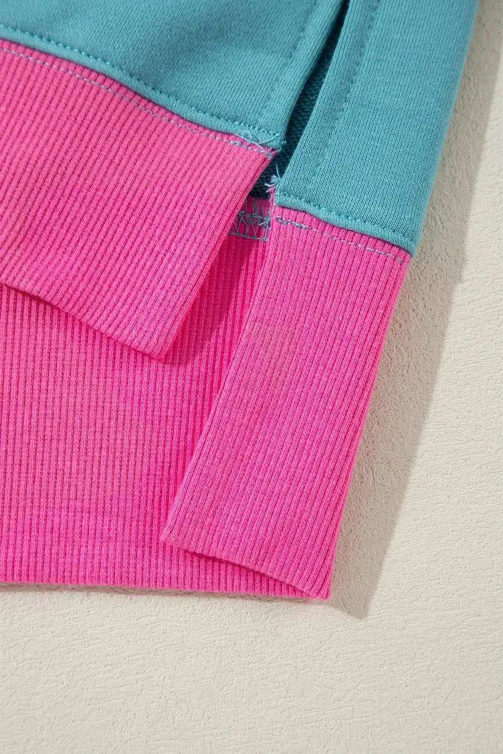 Contrast Round Neck Dropped Shoulder Long Sleeve Sweatshirt - Trendsi - Flyclothing LLC