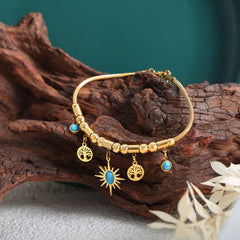 Gold-Plated Titanium Steel Charm Bracelet - Trendsi