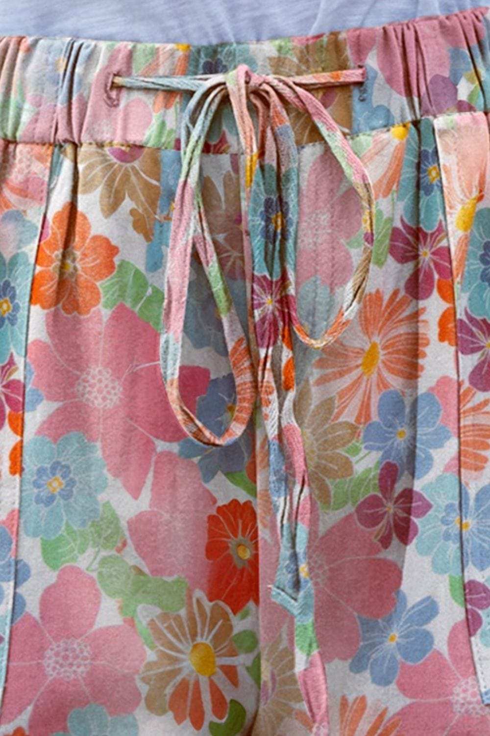 Drawstring Printed Shorts with Pockets - Trendsi - Flyclothing LLC