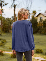Puff Sleeve Ruffle Trim Blouse - Trendsi - Flyclothing LLC