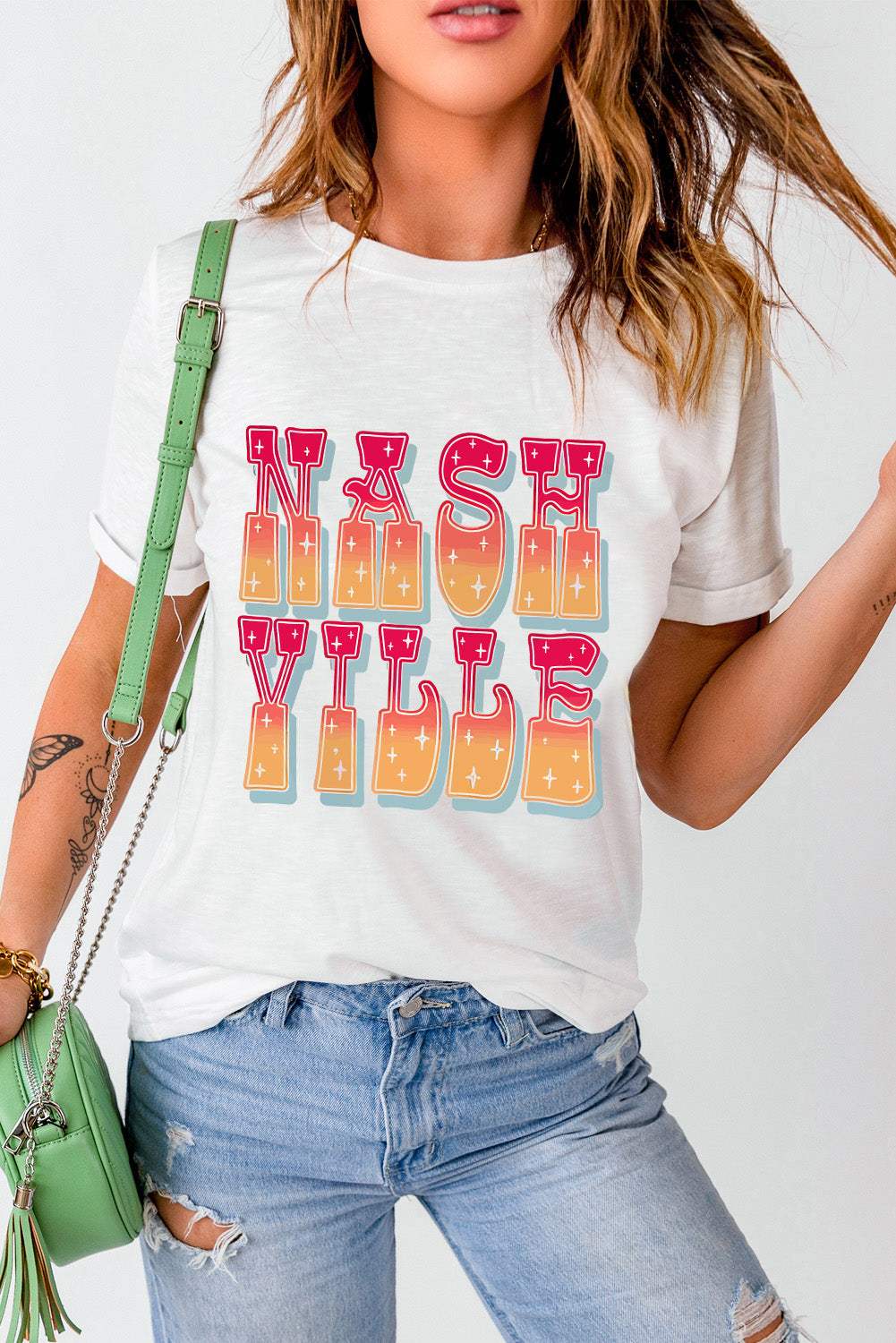 Letter Graphic Round Neck Short Sleeve T-Shirt - Trendsi - Flyclothing LLC