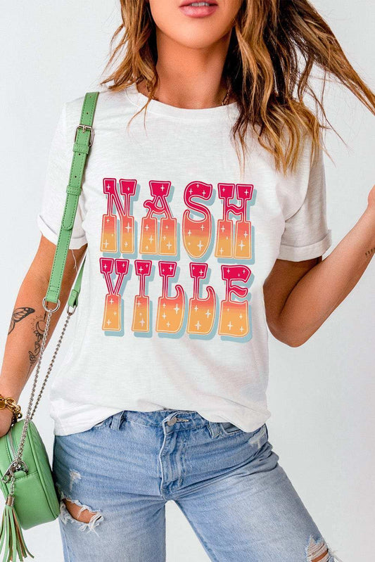 Letter Graphic Round Neck Short Sleeve T-Shirt - Trendsi - Flyclothing LLC