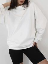 Round Neck Dropped Shoulder Long Sleeve Sweatshirt - Trendsi - Flyclothing LLC