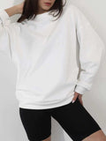 Round Neck Dropped Shoulder Long Sleeve Sweatshirt - Trendsi - Flyclothing LLC
