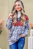 And The Why Printed Half Zip Up Long Sleeve Hoodie - Trendsi - Flyclothing LLC