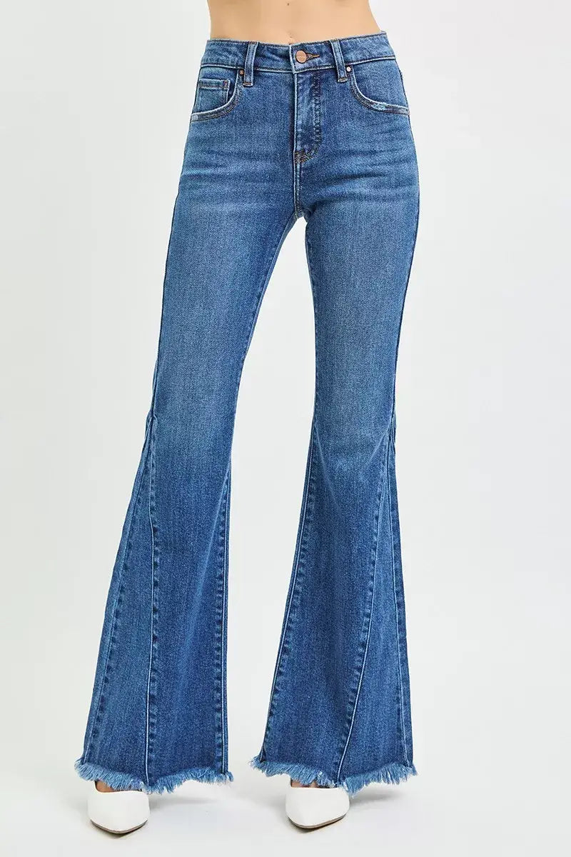 RISEN Mid Rise Flare Side Seam Detailing Jeans - Trendsi - Flyclothing LLC