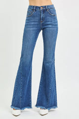 RISEN Mid Rise Flare Side Seam Detailing Jeans - Trendsi - Flyclothing LLC