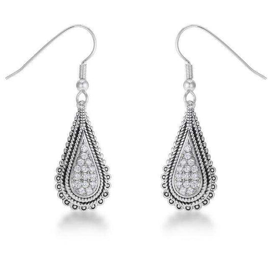 .45 Ct Tear Drop Rhodium Earrings with CZ - JGI - Flyclothing LLC