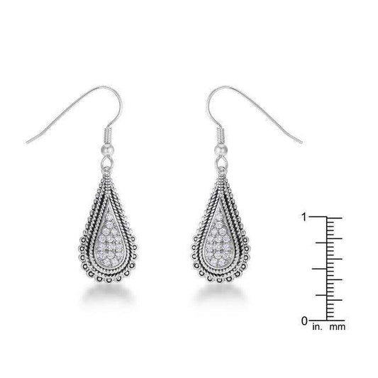 .45 Ct Tear Drop Rhodium Earrings with CZ - JGI - Flyclothing LLC