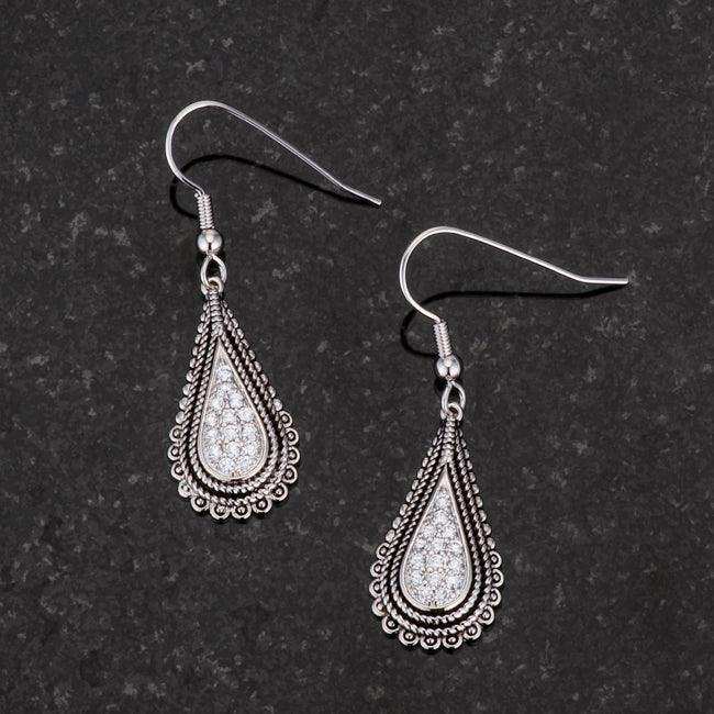 .45 Ct Tear Drop Rhodium Earrings with CZ - JGI - Flyclothing LLC