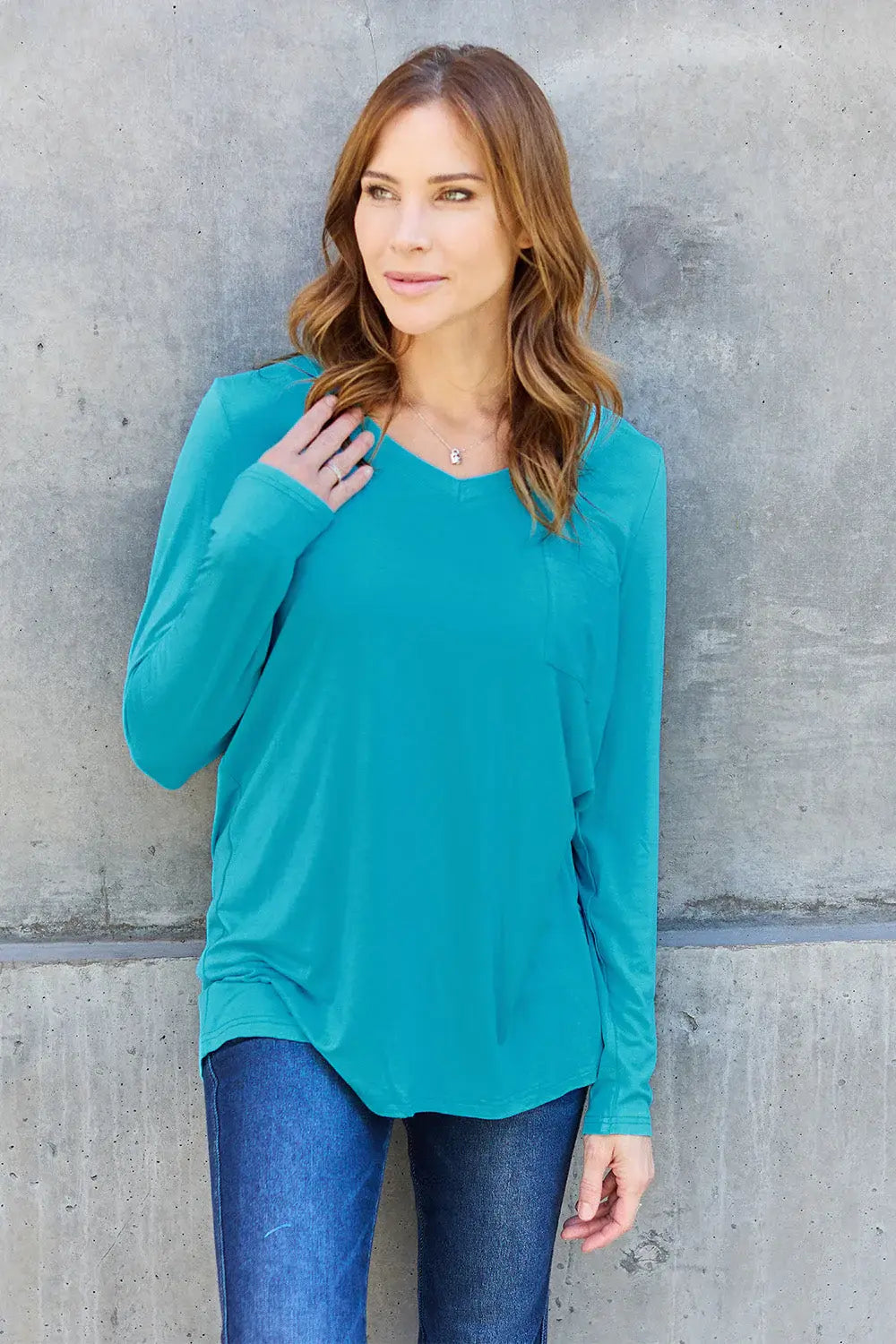 Basic Bae Full Size V-Neck Long Sleeve Top - ShopBasicbae - Flyclothing LLC