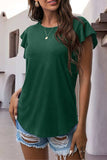 Ruffled Round Neck Cap Sleeve Blouse - Trendsi - Flyclothing LLC