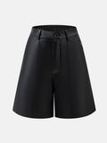 PU Leather High Rise Shorts - Trendsi