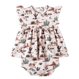 Baby Girl Skirted Bodysuit – Soft Bamboo Cactus Trails - Tesa Babe - Flyclothing LLC